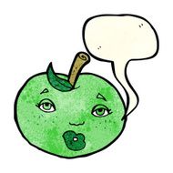 cartoon apple with face speech bubble N7