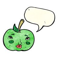 cartoon apple with face speech bubble N8