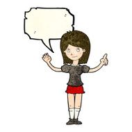 cartoon woman explaining idea with speech bubble N4