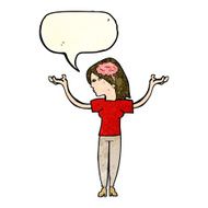 cartoon intelligent woman with speech bubble N8