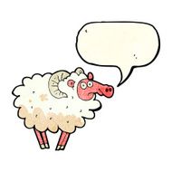 cartoon dirty sheep with speech bubble N2