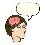 cartoon man thinking carefully with speech bubble N4