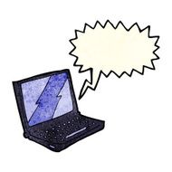 cartoon laptop computer with speech bubble N4