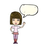 cartoon woman waving with speech bubble N114