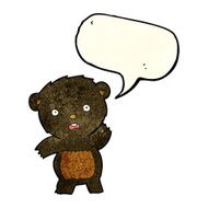 cartoon waving black bear cub with speech bubble N15