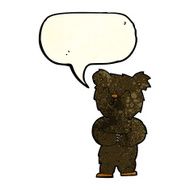 cartoon happy little black bear with speech bubble N6