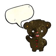 cartoon waving black bear cub with speech bubble N16