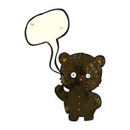 cartoon waving black bear cub with speech bubble N17