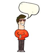 cartoon grinning man wearing sunglasses with speech bubble N4