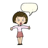 cartoon amazed woman with speech bubble N4