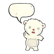 cartoon waving polar bear cub with speech bubble N12