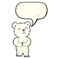 cartoon happy little polar bear with speech bubble N6