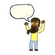 cartoon excited man with beard speech bubble N3