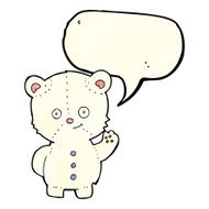 cartoon waving polar bear cub with speech bubble N14
