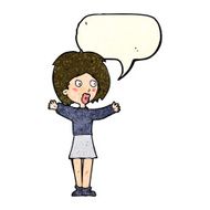 cartoon worried woman with speech bubble N29