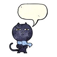 cartoon funny cat wearing scarf with speech bubble N6