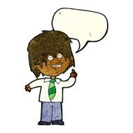 cartoon school boy with idea speech bubble N10