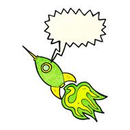 cartoon space rocket with speech bubble N10