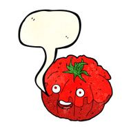 cartoon happy tomato with speech bubble N7