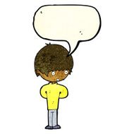 cartoon nervous boy with speech bubble N3