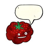 cartoon happy tomato with speech bubble N8