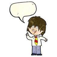 cartoon school boy with idea speech bubble N11