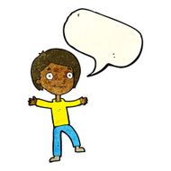 cartoon excited boy with speech bubble N50