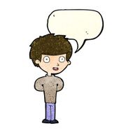 Cartoon happy boy with speech bubble N82