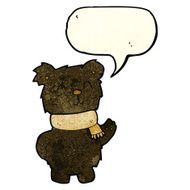 cartoon waving black bear with speech bubble N20