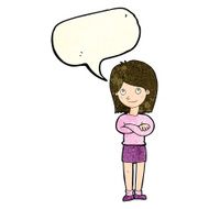cartoon friendly girl rolling eyes with speech bubble N4