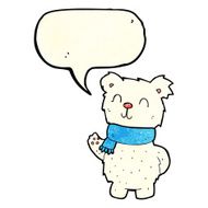 cartoon waving polar bear with speech bubble N19