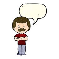 cartoon manly mustache man with speech bubble N4