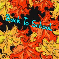 Back to school seamless pattern with leafs maple