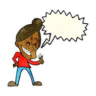 cartoon man snapping fingers with speech bubble N3