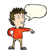cartoon man making dismissive gesture with speech bubble N8