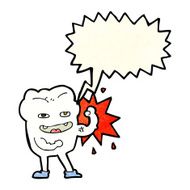 cartoon strong healthy tooth with speech bubble N4