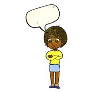 cartoon proud woman with speech bubble N8