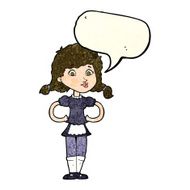 cartoon happy waitress woman with speech bubble N4