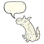 cartoon sitting dog with speech bubble N4