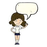 cartoon woman waving with speech bubble N116