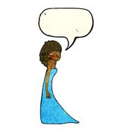 cartoon woman pulling photo face with speech bubble N3