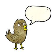 cartoon tweeting bird with speech bubble N2
