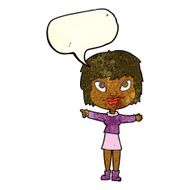 cartoon woman pointing with speech bubble N78