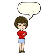 cartoon proud woman with speech bubble N9