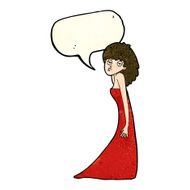 cartoon woman pulling photo face with speech bubble N4