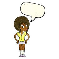 cartoon woman with hands on hips speech bubble N79