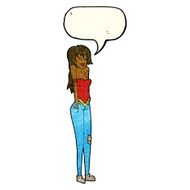 cartoon pretty woman shrugging shoulders with speech bubble N3