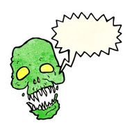 cartoon scary skull with speech bubble N9