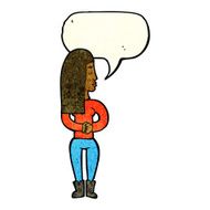 cartoon woman ignoring with speech bubble N7