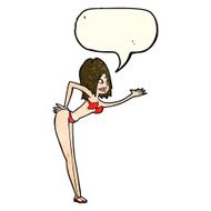 cartoon woman in bikini with speech bubble N19